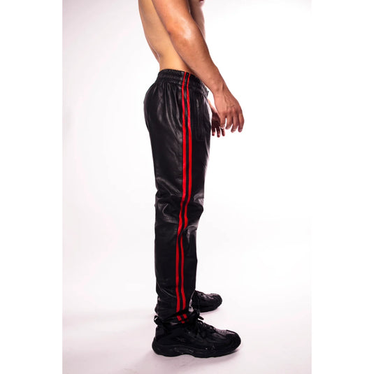 Prowler RED Leather Joggers Black Red XL