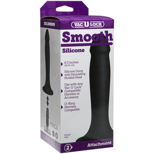 Vac-U-Lock Smooth Silicone Dildo Black 6.5 Inch