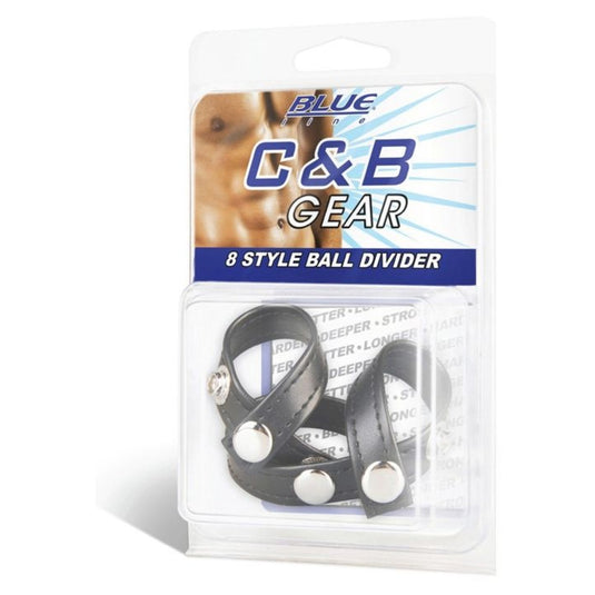 Blue Line 8 Style Ball Divider Cock Ring Black - Simply Pleasure