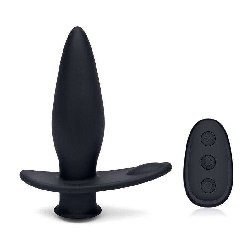 Load image into Gallery viewer, Blue Line Pointer Deep Drilling Remote Controlled Vibrating Butt Plug Black - Simply Pleasure
