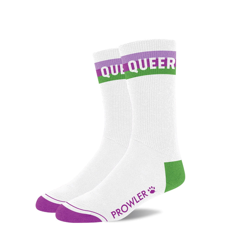Load image into Gallery viewer, Prowler Queer Socks White Purple Green
