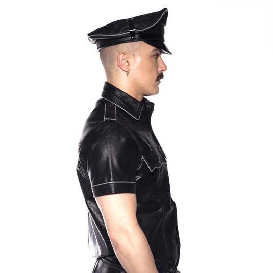 Prowler RED Leather Police Shirt Black Grey XS