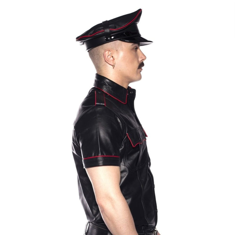 Load image into Gallery viewer, Prowler RED Leather Police Shirt Black Red XS
