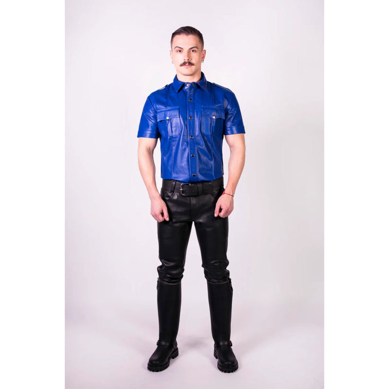 Load image into Gallery viewer, Prowler RED Slim Fit Leather Police Shirt Blue
