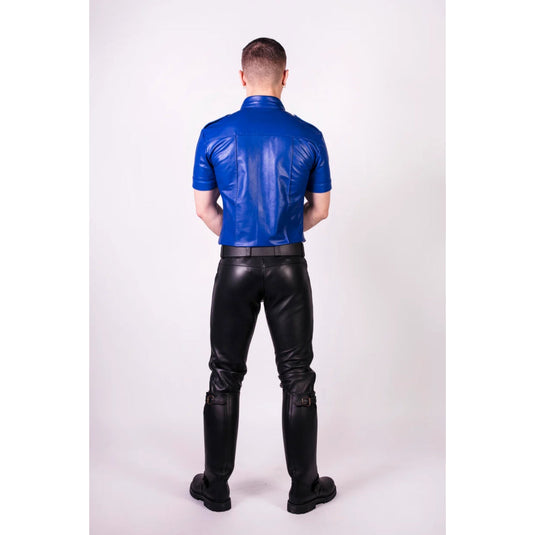 Prowler RED Slim Fit Leather Police Shirt Blue