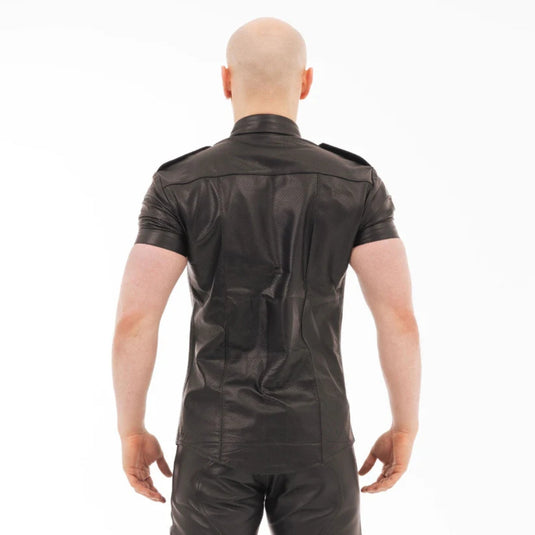 Prowler RED Leather Punch Hole Police Shirt Black