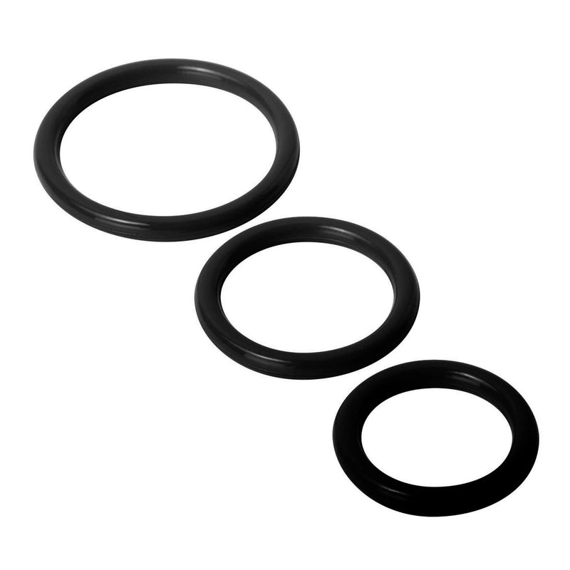 Load image into Gallery viewer, Trinity For Men Cock Ring 3 Pack Silicone Black
