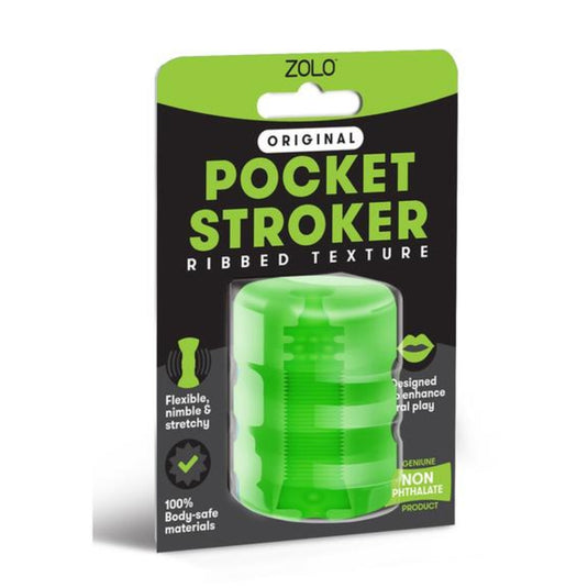 Zolo Original Ribbed Texture Pocket Stroker Masturbator Green