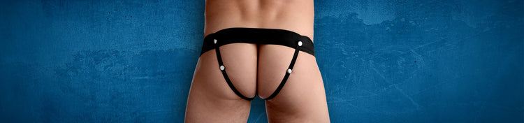 Strap Ons Collection Page - Man backside wearing strap on harness