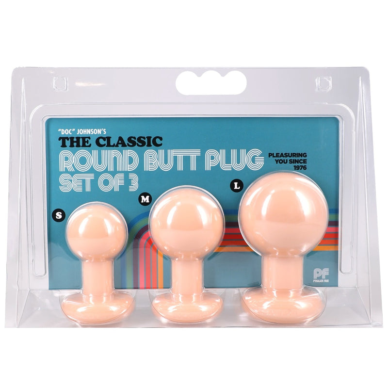Load image into Gallery viewer, Doc Johnson The Classic Round Butt Plug 3 Piece Set Vanilla

