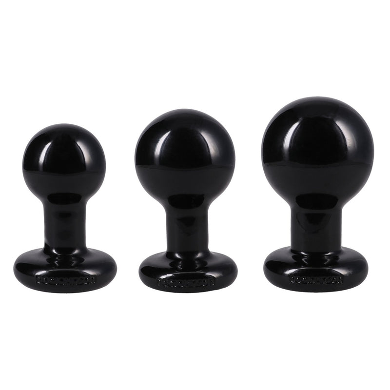 Load image into Gallery viewer, Doc Johnson The Classic Round Butt Plug 3 Piece Set Black
