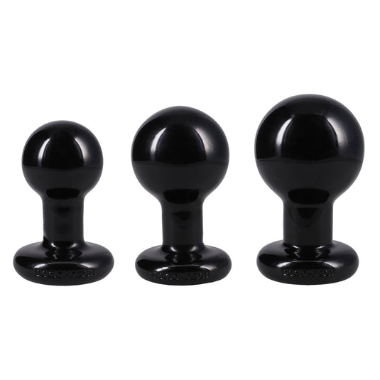 Doc Johnson The Classic Round Butt Plug 3 Piece Set Black