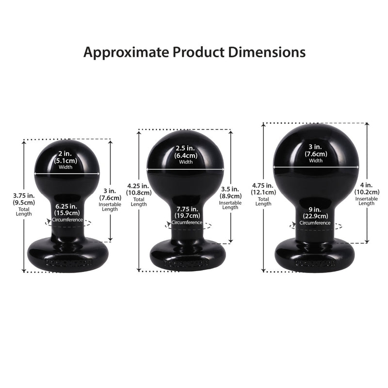 Load image into Gallery viewer, Doc Johnson The Classic Round Butt Plug 3 Piece Set Black
