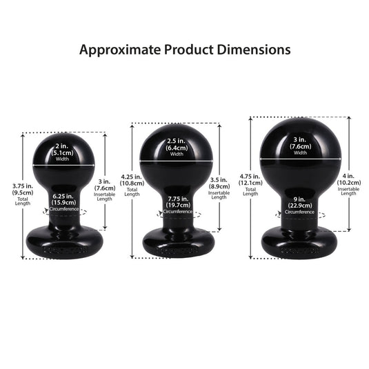 Doc Johnson The Classic Round Butt Plug 3 Piece Set Black
