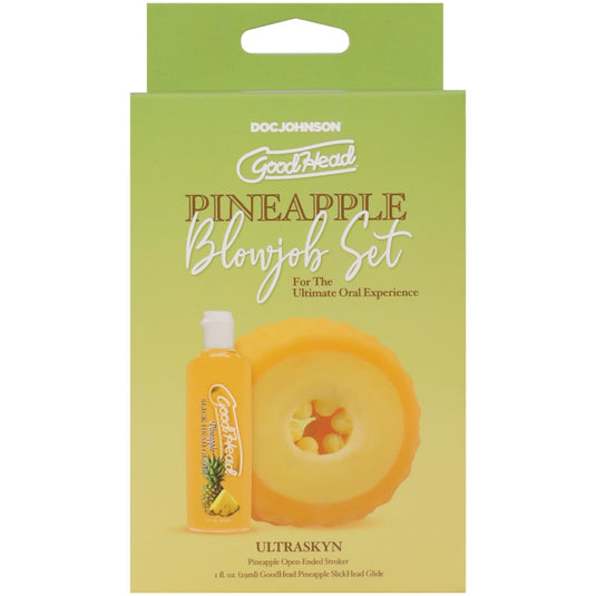 GoodHead Pineapple Blow Job Stroker & Lube Set Yellow