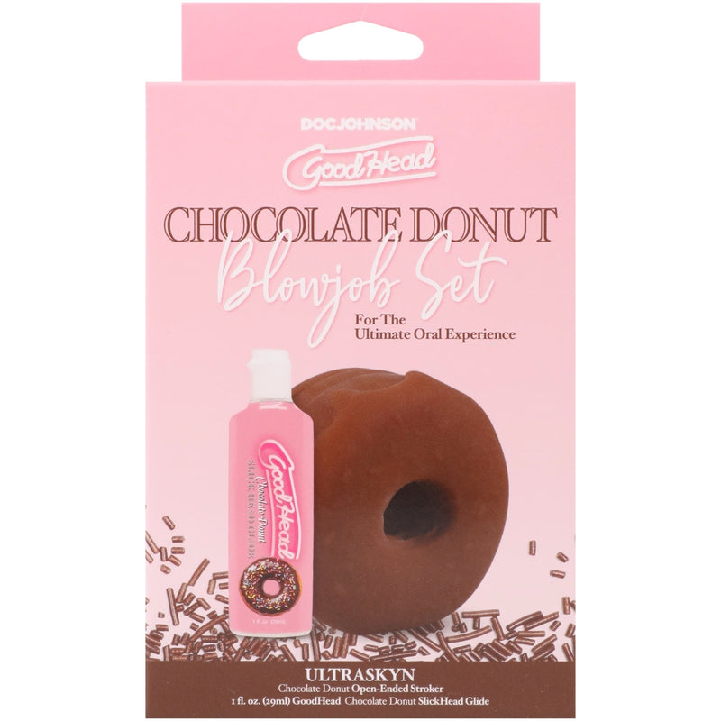 Load image into Gallery viewer, GoodHead Chocolate Donut Blow Job Stroker &amp; Lube Set Chocolate
