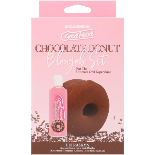 GoodHead Chocolate Donut Blow Job Stroker & Lube Set Chocolate