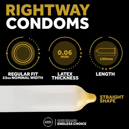 EXS Rightway Gold Condoms 12 Pack