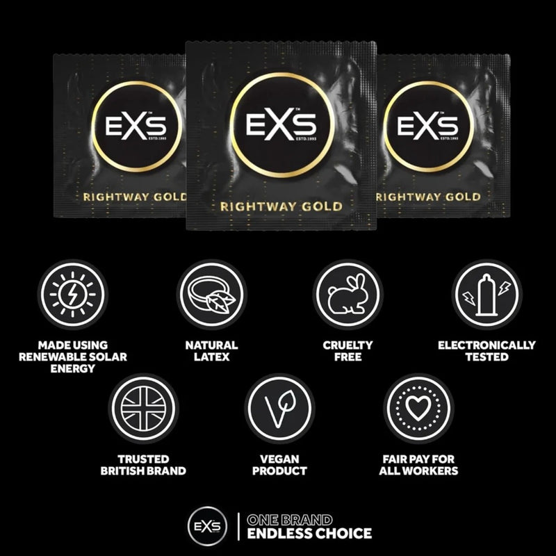 Load image into Gallery viewer, EXS Rightway Gold Condoms 12 Pack
