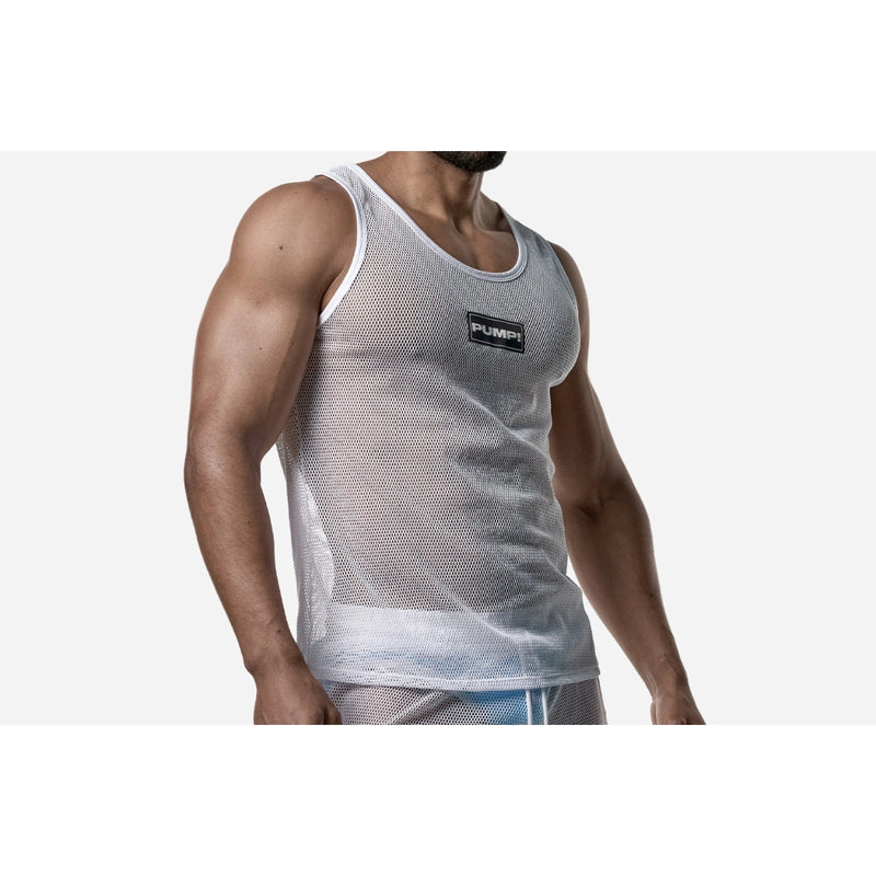 Load image into Gallery viewer, PUMP Mesh Tank Top White
