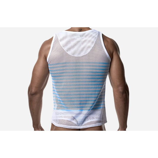 PUMP Sailor Mesh Tank Top White Blue
