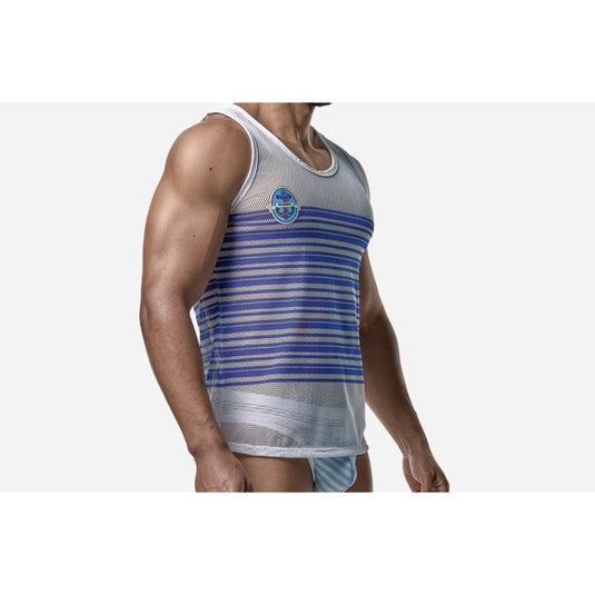PUMP Marine Mesh Tank Top White Blue