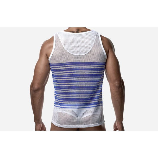 PUMP Marine Mesh Tank Top White Blue