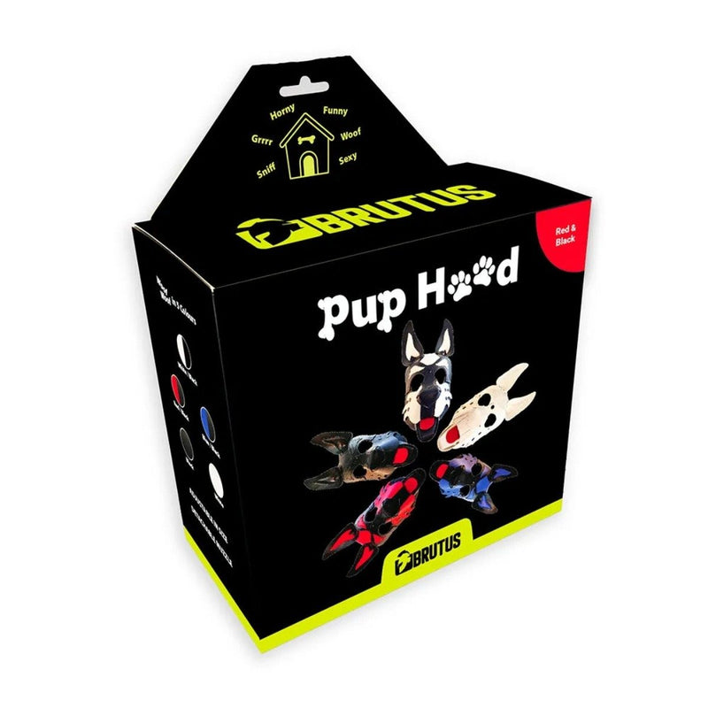 Load image into Gallery viewer, Brutus Pup Hood Vegan Leather Red &amp; Black
