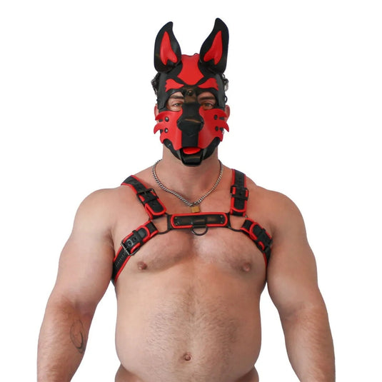 Brutus Pup Hood Vegan Leather Red & Black