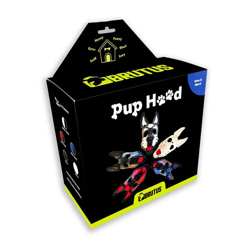 Load image into Gallery viewer, Brutus Pup Hood Vegan Leather Blue &amp; Black
