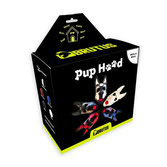 Brutus Vegan Leather Pup Hood Puppy White Black