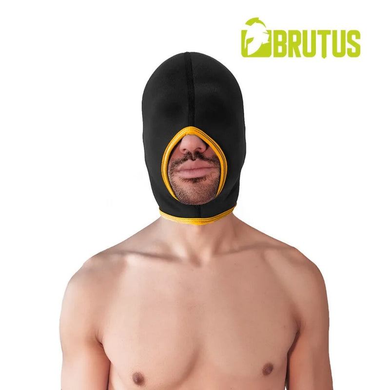 Load image into Gallery viewer, Brutus Blind Neoprene Face Fucker Hood Black Yellow
