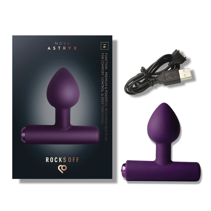 Load image into Gallery viewer, Rocks Off Nova Astryx Rechargeable Butt Plug Purple
