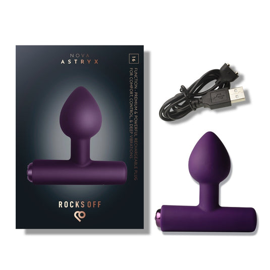 Rocks Off Nova Astryx Rechargeable Butt Plug Purple