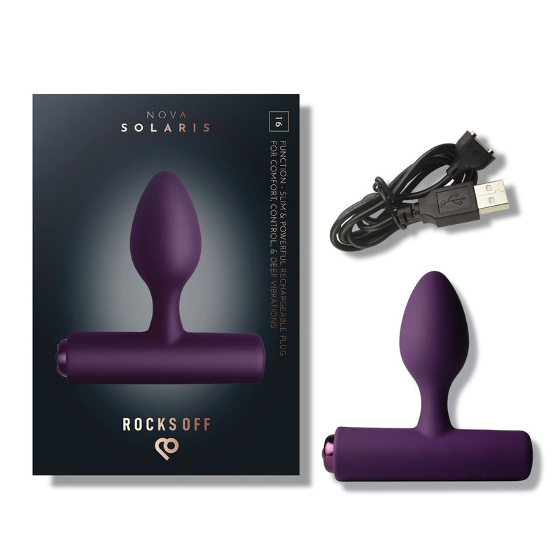 Load image into Gallery viewer, Rocks Off Nova Solaris Rechargeable Butt Plug Purple
