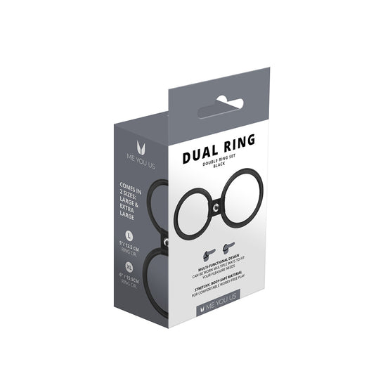 Me You Us Dual Ring Double Cock Ring Set Black