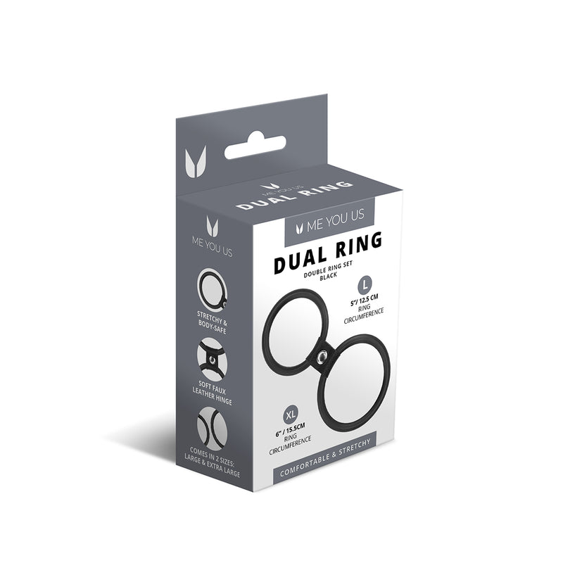 Load image into Gallery viewer, Me You Us Dual Ring Double Cock Ring Set Black
