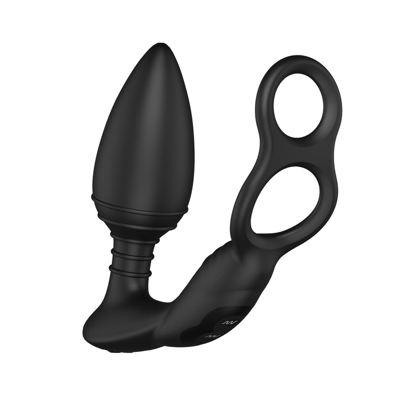 Load image into Gallery viewer, Nexus Simul8 Dual Anal &amp; Perineum Cock &amp; Ball Butt Plug Black
