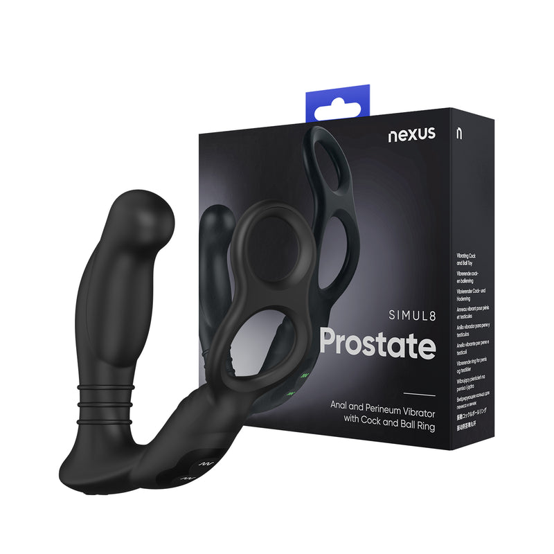 Load image into Gallery viewer, Nexus Simul8 Dual Prostate &amp; Perineum Cock &amp; Ball Prostate Massager Black
