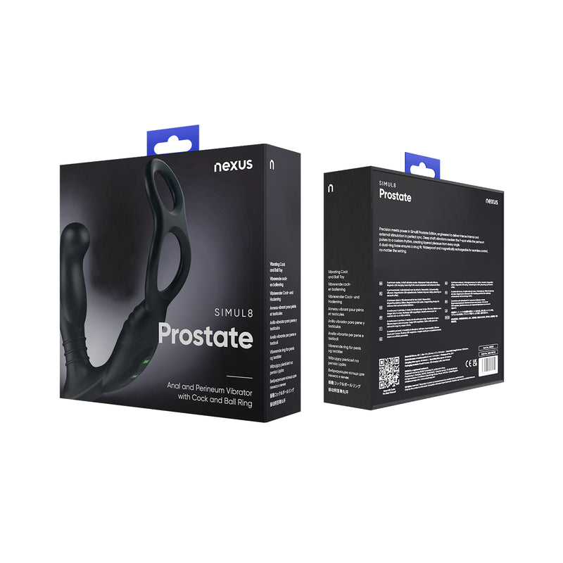 Load image into Gallery viewer, Nexus Simul8 Dual Prostate &amp; Perineum Cock &amp; Ball Prostate Massager Black
