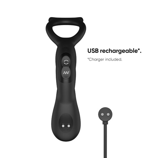 Nexus Revo Embrace Rotating Remote Control Prostate Massager With Cock & Ball Rings Black