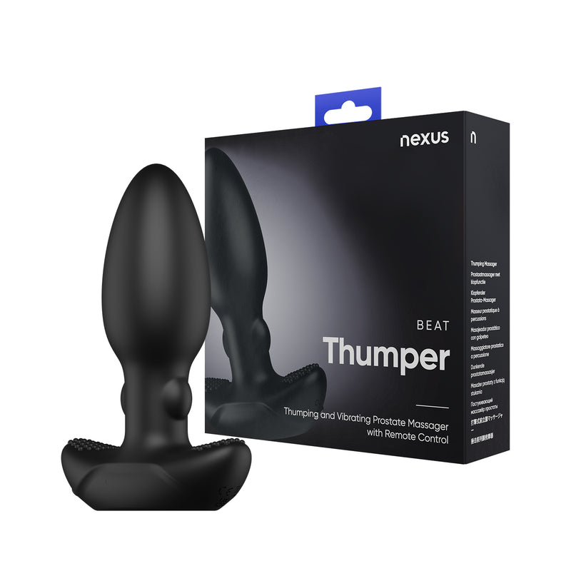 Load image into Gallery viewer, Nexus Beat Thumping &amp; Vibrating Rechargeable Butt Plug Black
