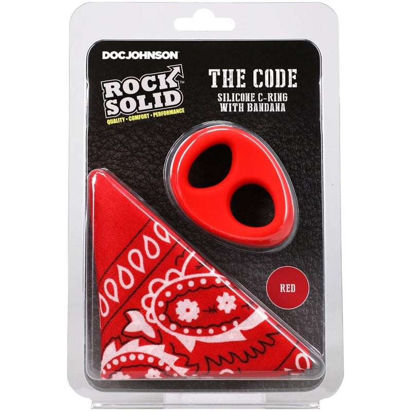 Load image into Gallery viewer, Rock Solid The Code Silicone Cock Ring With Bandana Red
