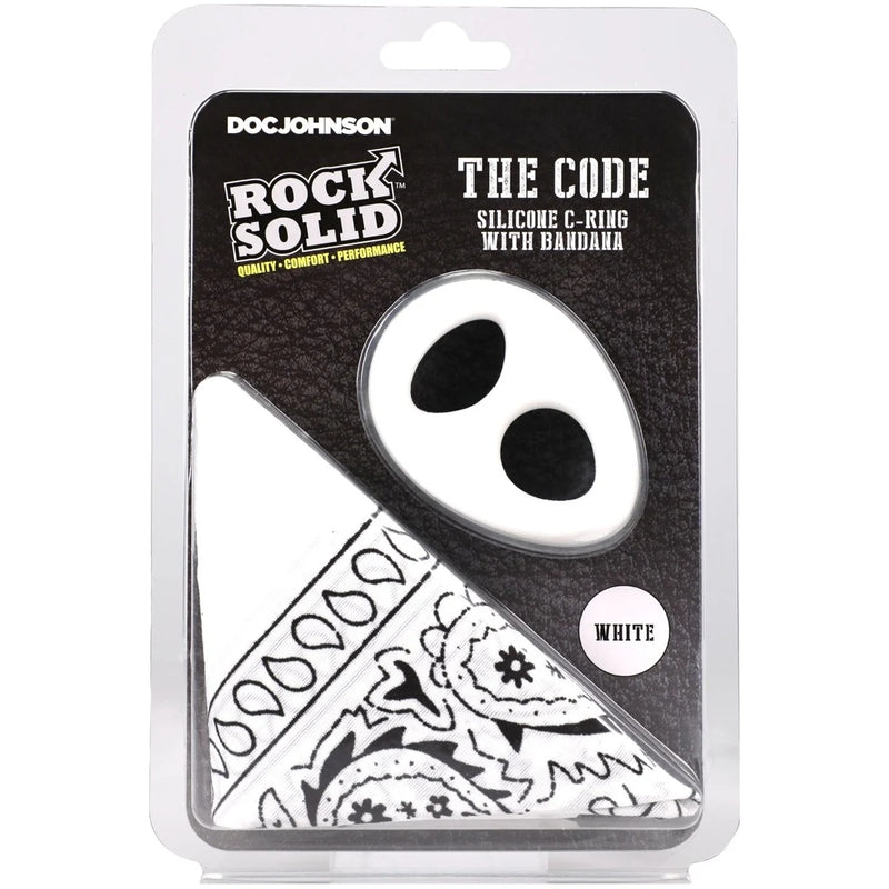 Load image into Gallery viewer, Rock Solid The Code Silicone Cock Ring With Bandana White
