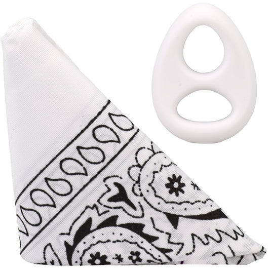 Rock Solid The Code Silicone Cock Ring With Bandana White