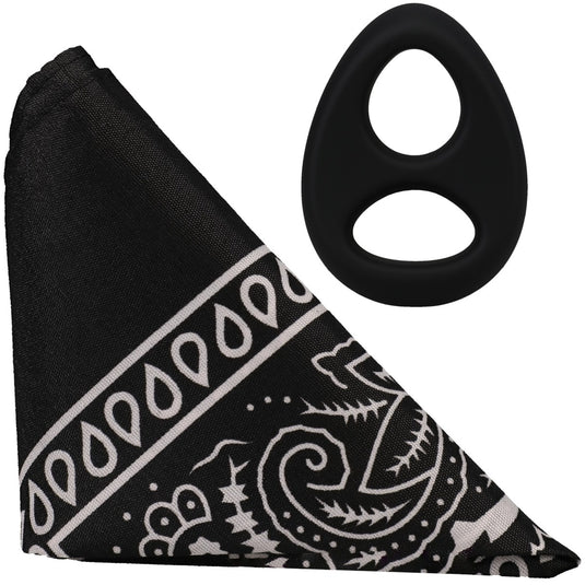 Rock Solid The Code Silicone Cock Ring With Bandana Black