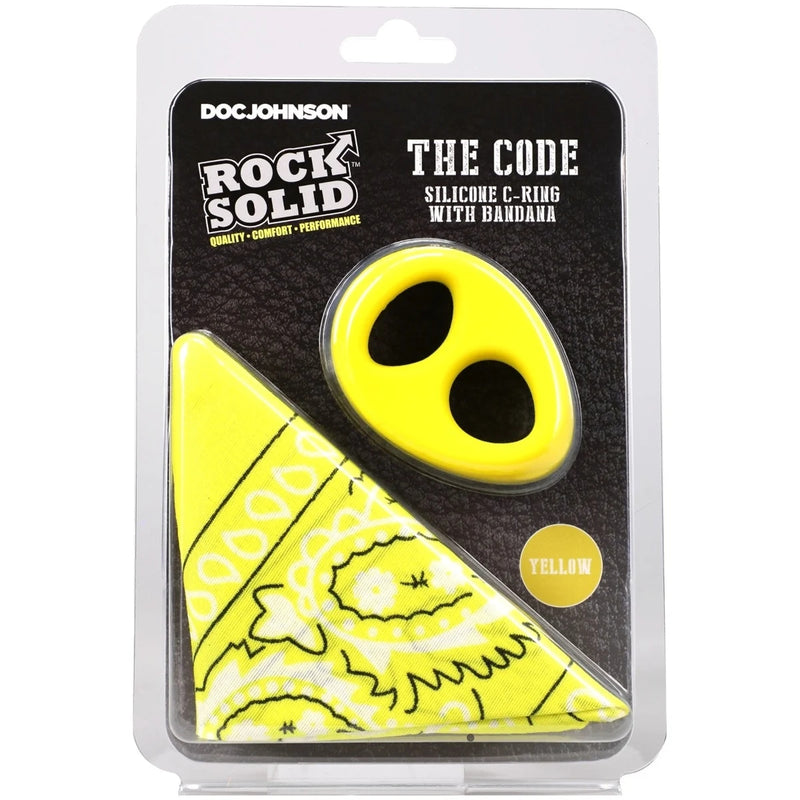 Load image into Gallery viewer, Rock Solid The Code Silicone Cock Ring With Bandana Yellow
