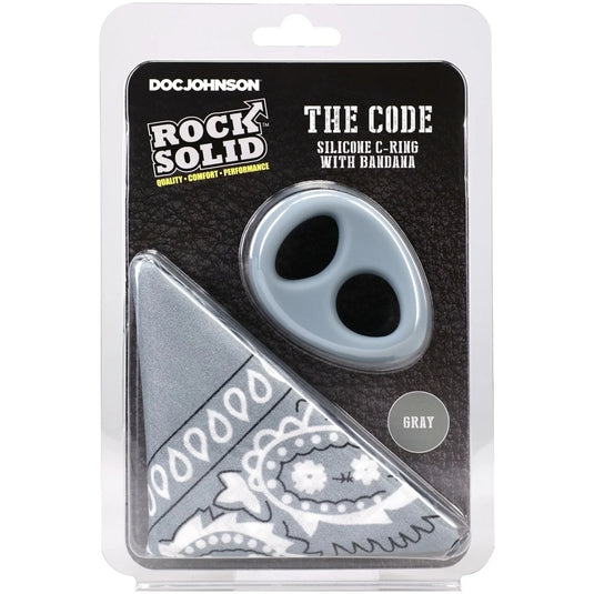 Rock Solid The Code Silicone Cock Ring With Bandana Gray