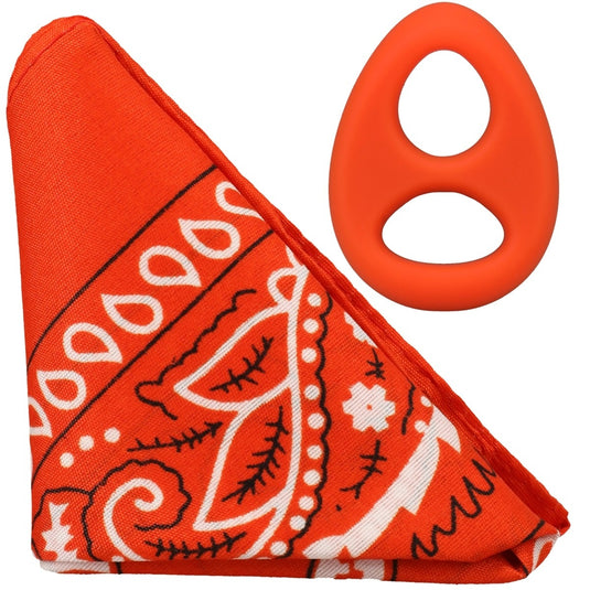 Rock Solid The Code Silicone Cock Ring With Bandana Orange