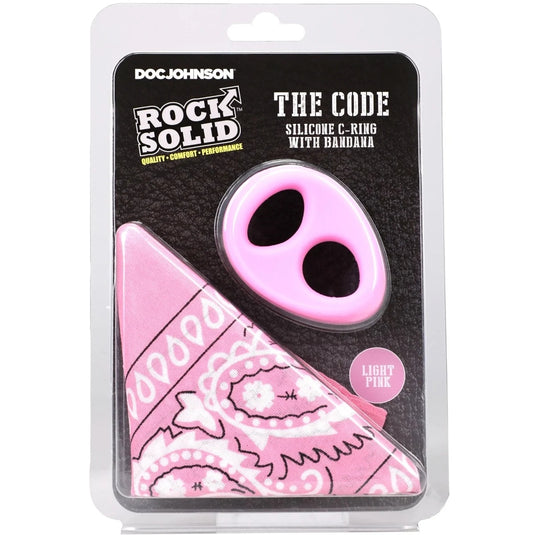 Rock Solid The Code Silicone Cock Ring With Bandana Light Pink